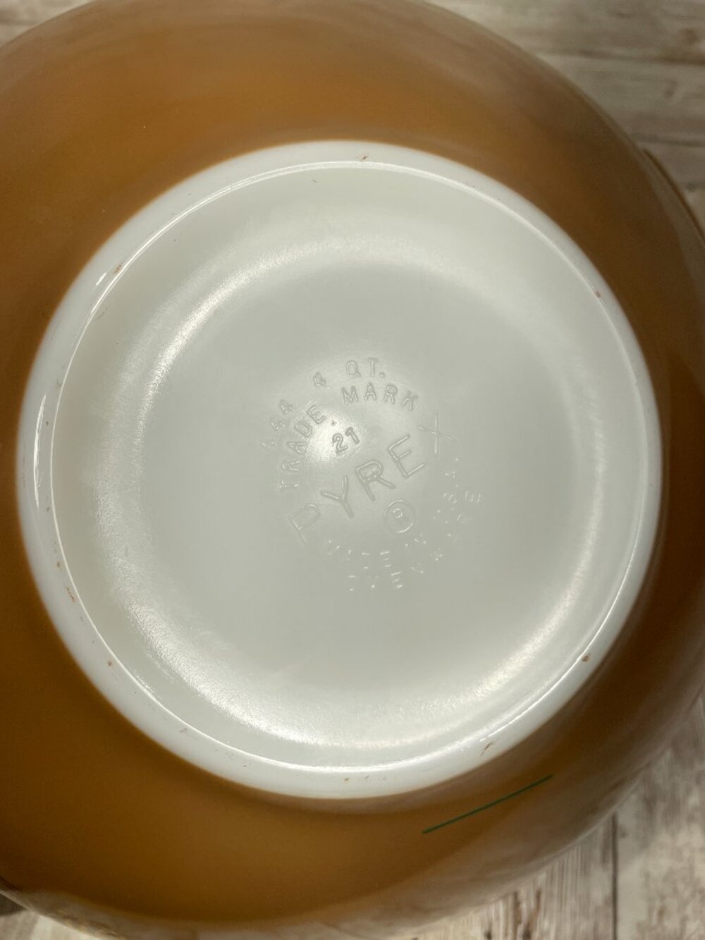 Vtg Pyrex 444 Early American Cinderella 4 Qt Mixing Bowl Rooster Brown Gold EUC - Picture 7 of 7